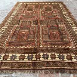5x9 Handmade Afghan Wool Rug - Tribal Prayer Pattern Carpet Authentic Hand-Knotted Oriental Area For Living Room Or Entryway Gift - thumbnail 2
