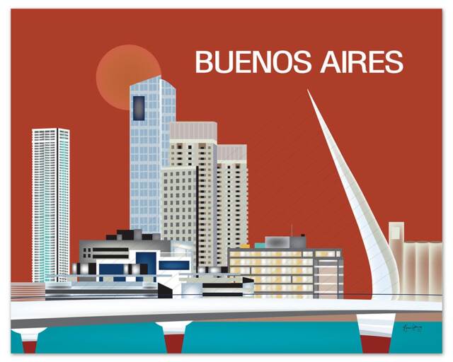 Buenos Aires Print, Argentina Art, Art, Argentina, Aires, Style Orange E8-O-Bue-O - image 1