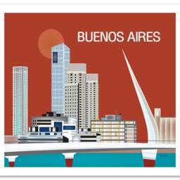 Buenos Aires Print, Argentina Art, Art, Argentina, Aires, Style Orange E8-O-Bue-O - thumbnail 3