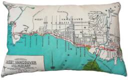West Vancouver Vintage Map Pillow - Free Shipping - thumbnail 1