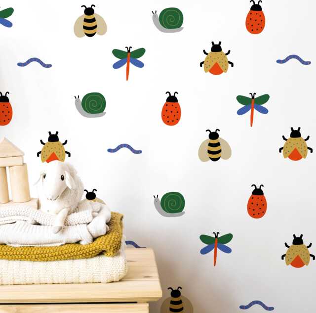 Colorful Bug Fabric Wall Stickers Removable Insect Decals - image 1
