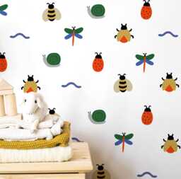 Colorful Bug Fabric Wall Stickers Removable Insect Decals - thumbnail 1