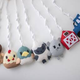 Farm Animals Play Gym Toys Hanging, Baby Activity Centre, Domestic Toys, Montessori First Infant Toy, Farm Felt Hanging Toy - thumbnail 3