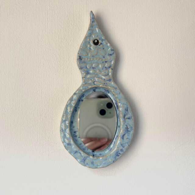 Handmade Ceramic Vintage Hairbrush & Doily Design Small Hanging Mirror - image 1
