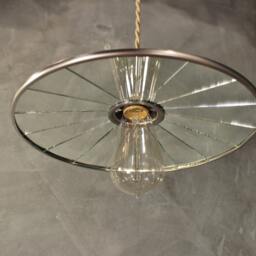 Industrial Lighting - Vintage Pharmacy Light Pendant Lamp With Flat Mirror Reflector Shade Steel Antique Apothecary Drafting - thumbnail 2