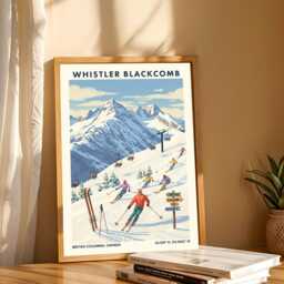 Whistler Blackcomb, Canada Skiing Travel Poster - Vintage Illustration Ski Resort Art Print Gift - thumbnail 3