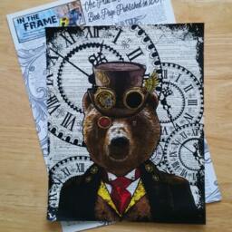 steampunk Art Print, Bear Book Page Wall Decor Poster, Dandy Top Hat Poster Dictionary - thumbnail 2