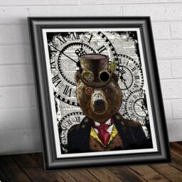 steampunk Art Print, Bear Book Page Wall Decor Poster, Dandy Top Hat Poster Dictionary - thumbnail 3