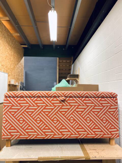 Large Ottoman in Luxury Linwood Aztec Weave Chilli - image 1
