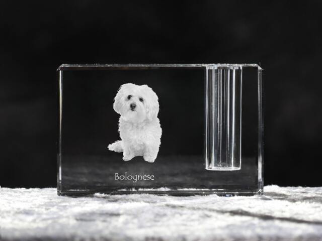 Bolognese , Crystal Pen Holder With Dog, Souvenir, Decoration, Limited Edition, Collection - image 1