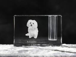 Bolognese , Crystal Pen Holder With Dog, Souvenir, Decoration, Limited Edition, Collection - thumbnail 1