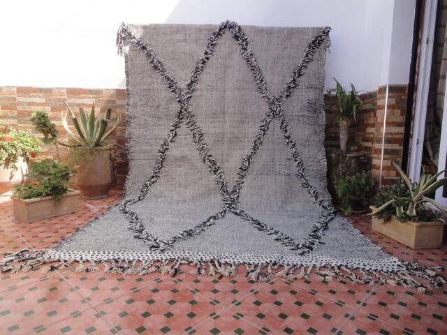 Large Carpet Zanafi Authentic Kilim Rug 100% Wool Moroccan Hanbel Berber - image 1