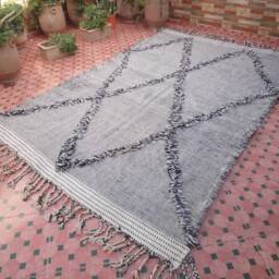 Large Carpet Zanafi Authentic Kilim Rug 100% Wool Moroccan Hanbel Berber - thumbnail 4