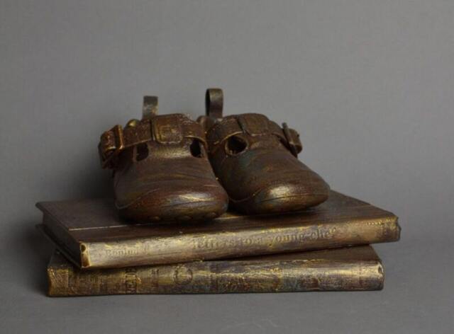 Vintage Clarkes Baby Shoe Mixed Media Sculpture - image 1