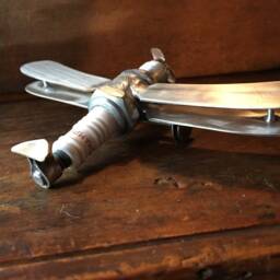 Spark Plug Airplane Sculpture Silverware Art - thumbnail 3