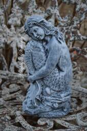 Mermaid Concrete Hand Painted Vintage Style Statue - thumbnail 1