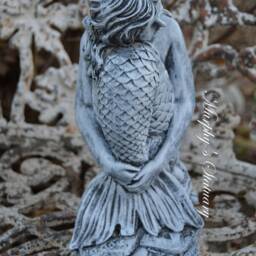 Mermaid Concrete Hand Painted Vintage Style Statue - thumbnail 4