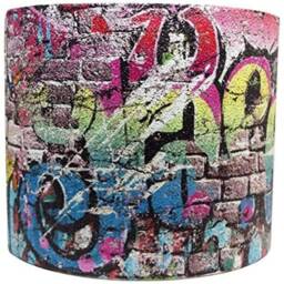Graffiti Lampshade Ceiling Light Shade Brick Wall Print Drum Style Design Art Kids Teens Boys Girls Bedroom Accessories Gifts - thumbnail 2