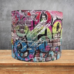 Graffiti Lampshade Ceiling Light Shade Brick Wall Print Drum Style Design Art Kids Teens Boys Girls Bedroom Accessories Gifts - thumbnail 1
