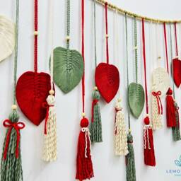 Handmade Macrame Christmas Wreath Holiday Wall Decor - thumbnail 3