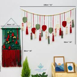 Handmade Macrame Christmas Wreath Holiday Wall Decor - thumbnail 2