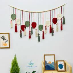 Handmade Macrame Christmas Wreath Holiday Wall Decor - thumbnail 4