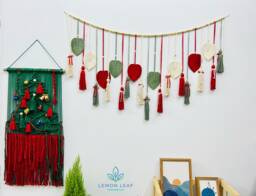 Handmade Macrame Christmas Wreath Holiday Wall Decor - thumbnail 1