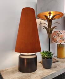 Burnt Orange Extra Tall Cone Lampshade in Velvet Conical Fat Lamp Shade - thumbnail 1