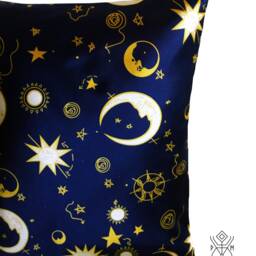 stars & Moon Pillow Case Night Sky Blue Satin Cushion Navy Blue Space Cover Constelation Home Decor Celestial - thumbnail 2