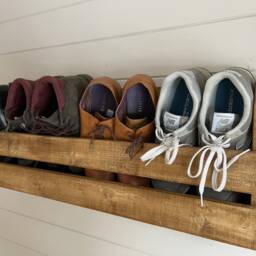 Wall Mounted Hallway Rustic Shoe Rack - Dark Oak - thumbnail 2
