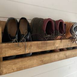 Wall Mounted Hallway Rustic Shoe Rack - Dark Oak - thumbnail 3