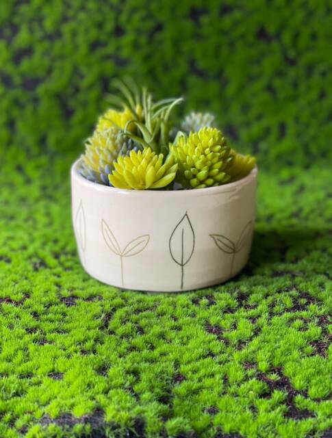 2-D Leaves Planter, Plant Pot, Handmade Ceramic - image 1