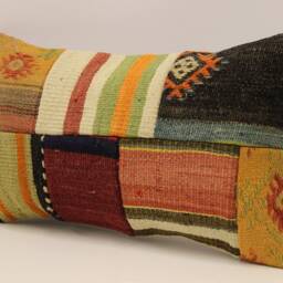 Turkish Kilim Pillow Patchwork Throw Pillow Accent Sofa Lumbar Covers 12X20 in - 30 X 50 cm 4Oef-1093 - thumbnail 3