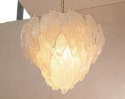 Murano Leaf Glass Chandelier - Italian Vintage Crystal Pendant