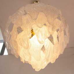 Murano Leaf Glass Chandelier - Italian Vintage Crystal Pendant - thumbnail 4