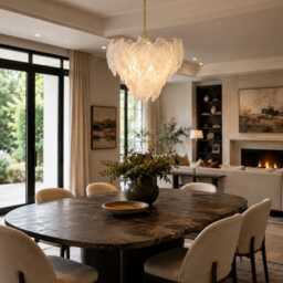 Murano Leaf Glass Chandelier - Italian Vintage Crystal Pendant - thumbnail 3