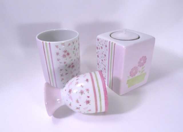 Baptism Or Communion Porcelain Gift, For Girl, in Pink Liberty , Hand-Painted, Customizable - image 1