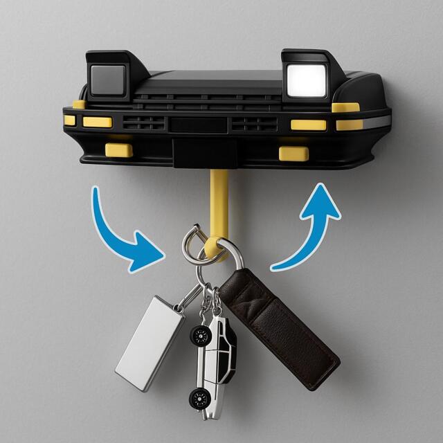 Pop Up Headlight Key Holder - Wall Mounted Rack With Light Feature Unique Car Lover Gift For Home, Garage & Entryway Decor - image 1