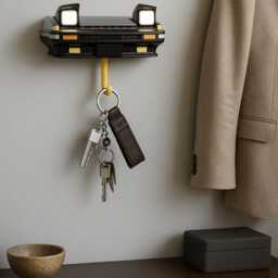 Pop Up Headlight Key Holder - Wall Mounted Rack With Light Feature Unique Car Lover Gift For Home, Garage & Entryway Decor - thumbnail 2