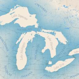 "Mural Of The Great Lakes Wall Art, Map Decal 60""x42" - thumbnail 2