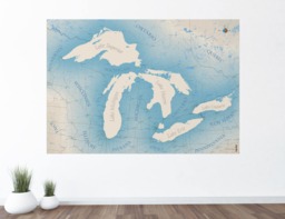 "Mural Of The Great Lakes Wall Art, Map Decal 60""x42" - thumbnail 1