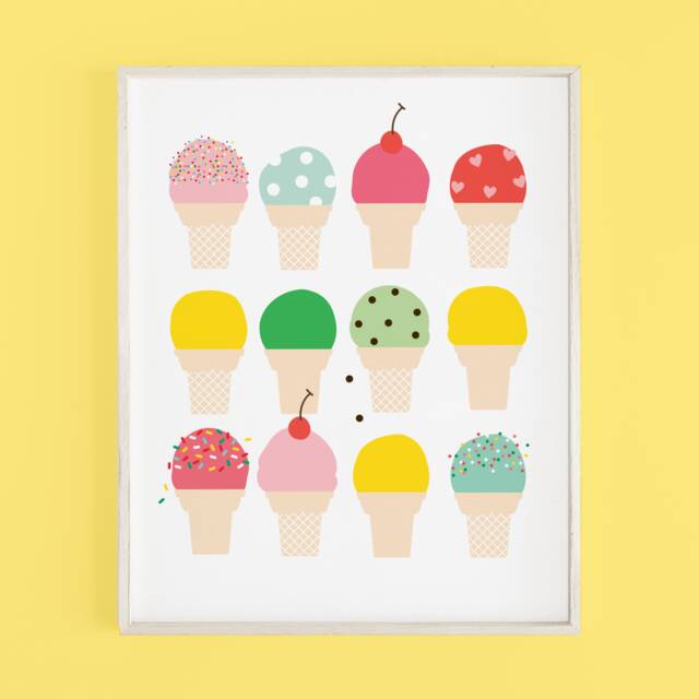I Scream, You Scream - Nursery Play Room Art Kids Ice Cream Print Summer Girls Kid Wall Decor - image 1