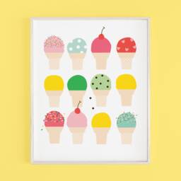 I Scream, You Scream - Nursery Play Room Art Kids Ice Cream Print Summer Girls Kid Wall Decor - thumbnail 1