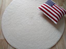 Handmade Round Cotton Rug, Chunky Knit Area Rug - thumbnail 1