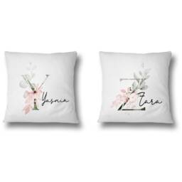 Personalised Gentle Botanical Blush Pink Name Initial Letter Filled Cushion Cover - thumbnail 4