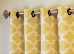 "Pair 25 Or 50"" Wide Premier Print Fynn Rod Drapes Cafe Curtains Saffron Yellow 24 63 72 84 96 108 120" - thumbnail 1