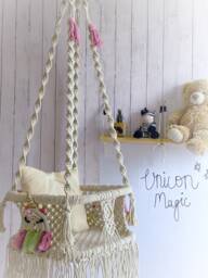 Personalised Baby Swing, Hanging Chair For Baby, Macrame Playroom Furniture, Gift Hammock, Unicorn Swing