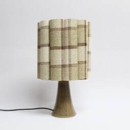 Checkered Fabric Table Lamp Khaki Shade, Ceramic Base-88# - thumbnail 3
