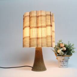 Checkered Fabric Table Lamp Khaki Shade, Ceramic Base-88#