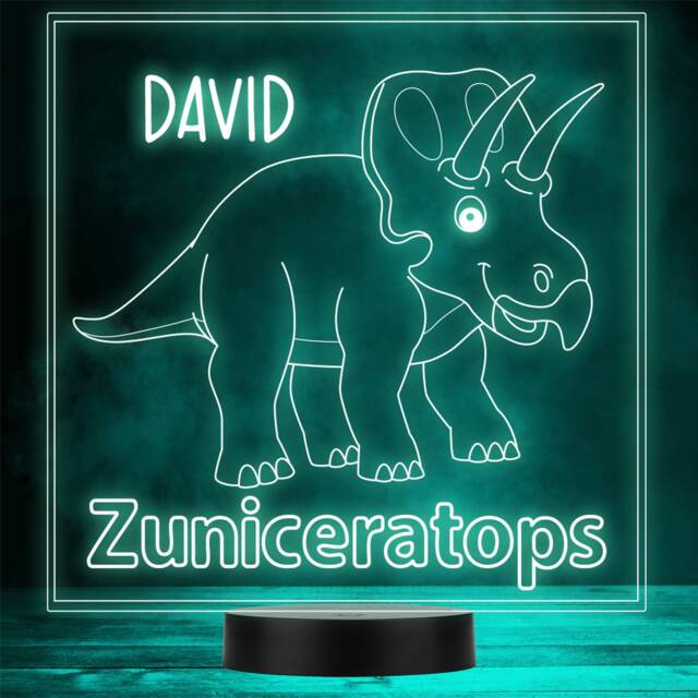 Kids Cute Dinosaur Fan Zuniceratops Led Personalised Gift Night Light - image 1
